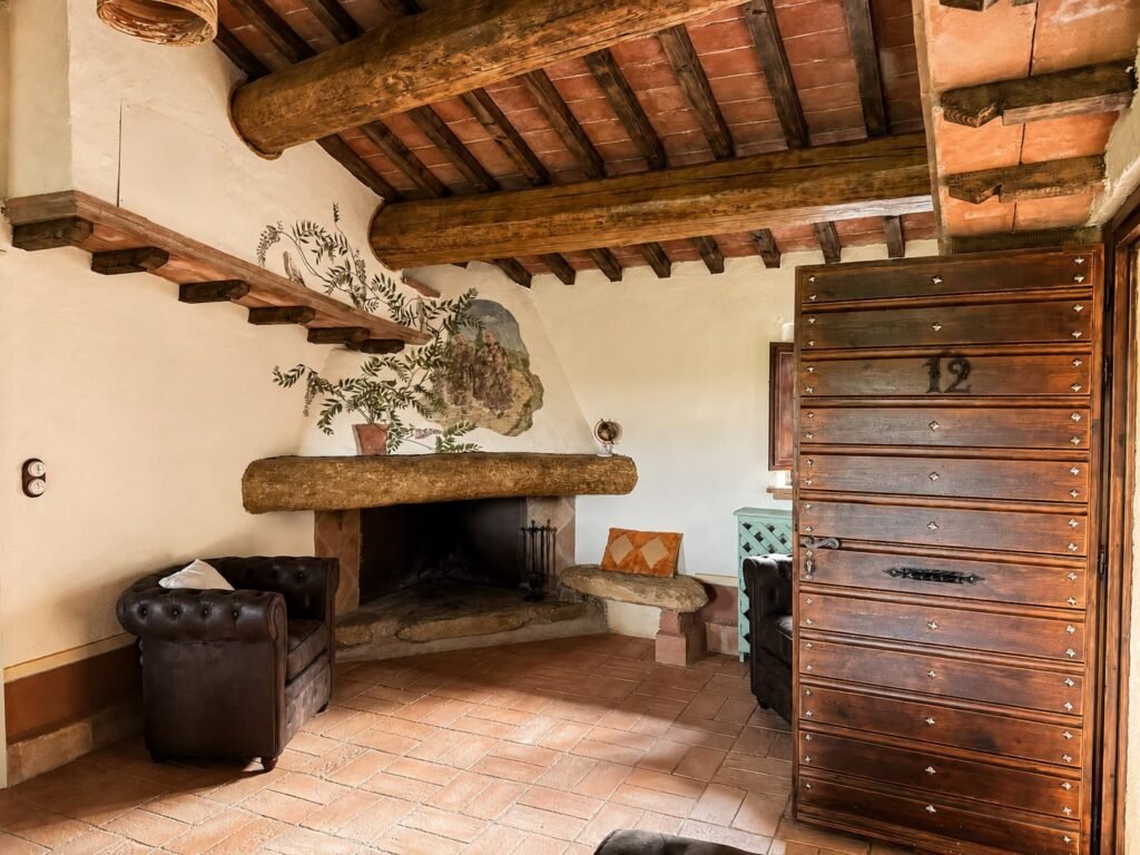 Dettaglio d'interni nell'appartamento Il belvedere a Borgo Braila, Umbria