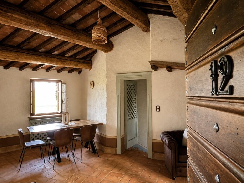 Dettaglio d'interni nell'appartamento Il belvedere a Borgo Braila, Umbria