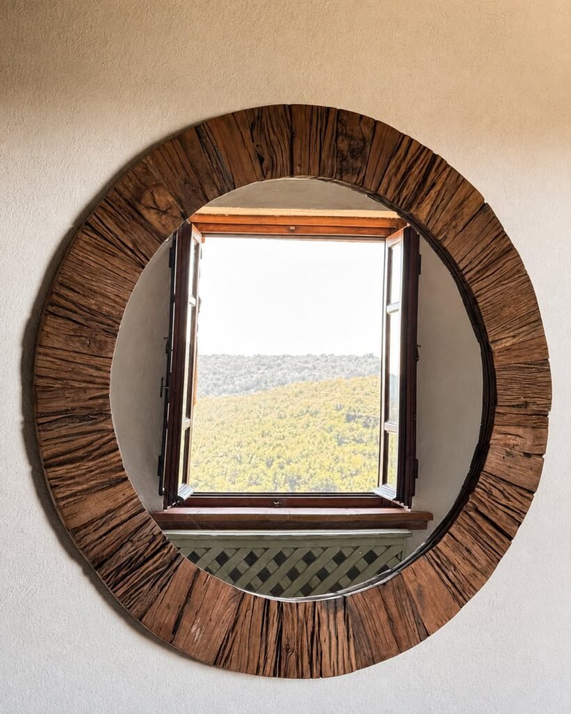 Camera da letto accogliente con materiali naturali nell'appartamento Il cavaliere a Borgo Braila